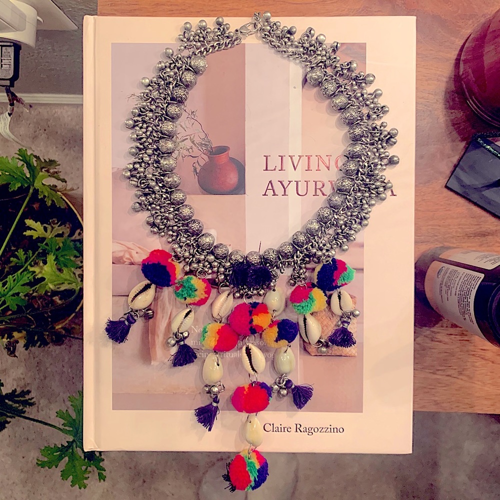 Cowry statement Necklace with Pom poms